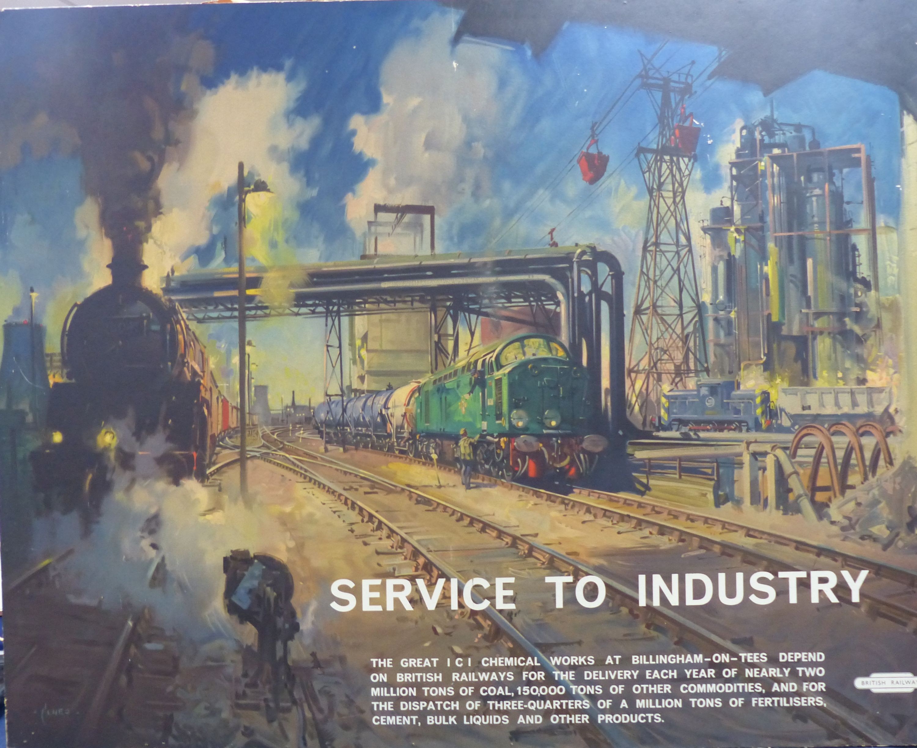 Terence Cuneo (1907-1996), colour print. 'British Railways, Service to Industry', 97 x 122cm, unframed